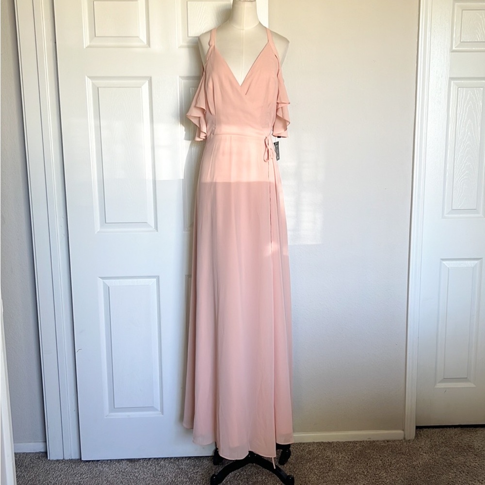 Nwt Lulus Blush Cold Shoulder Maxi Wrap Dress - image 4